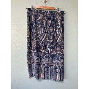 Lane Bryant Women's Blue Floral Paisley Midi Faux Wrap Skirt Size 14‎